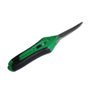 Bud Cutter Ernteschere gebogen mit gebogener Edelstahlklinge für präzises Trimmen von Cannabisblüten.