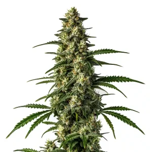 Nahaufnahme der Blüte von Mamba Negra Fast Blooming, Cannabissorte von Blimburn Seeds.