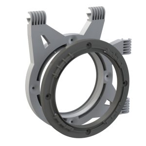 Montierter Secret Jardin Ducting Flange DF16 für 100-150 mm Lüftungsrohre.