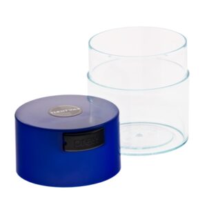 Luftdichte Tightvac Dose 2,35 L geruchsdicht transparent mit blauem Deckel.
