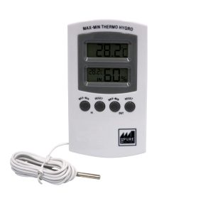 DTH-16 Thermo-Hygrometer mit externer Sonde und Digitalanzeige.