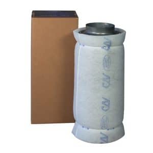 Aktivkohlefilter CAN-Lite mit 1500 m3/h und 250x750 mm für die Geruchskontrolle im Growraum.
