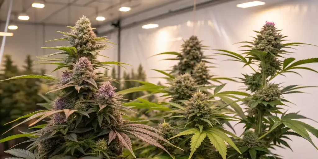 Autoflower-Cannabispflanzen mit hohem Ertrag in einer Indoor-Anlage