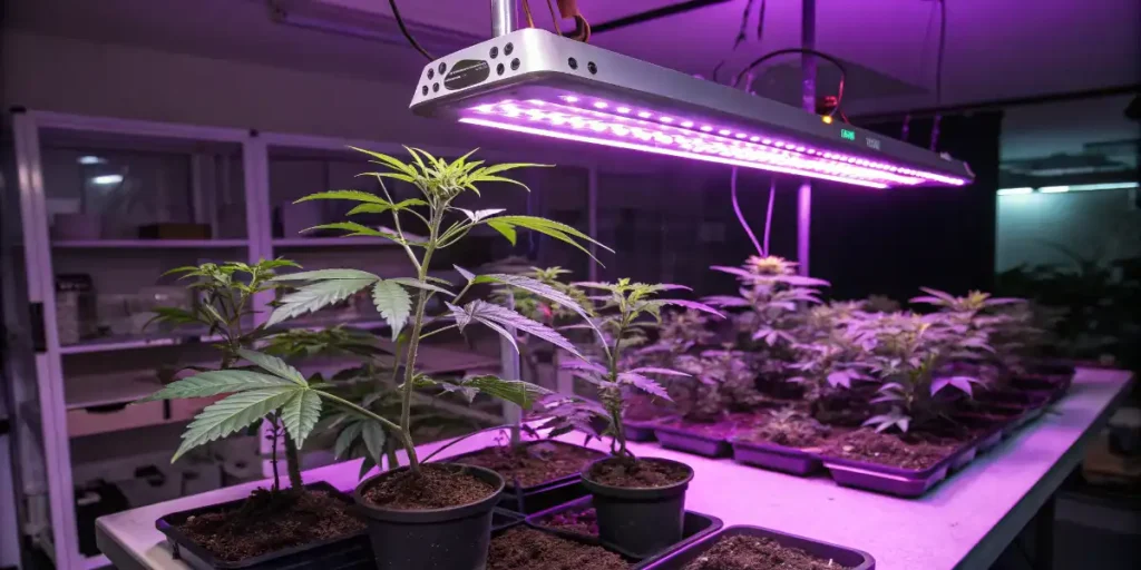 Jungpflanzen unter LED-Beleuchtung im Vergleich zu NDL beim Grow