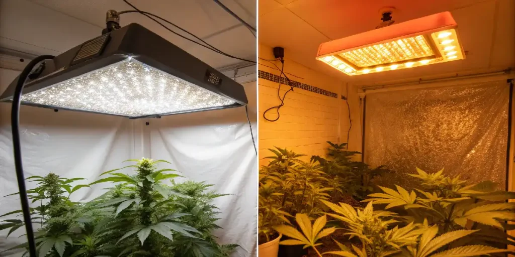 Vergleich von LED und NDL Lampen im Indoor-Grow mit Cannabispflanzen