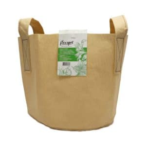 Flexapot Stofftopf beige 19 L (5 gal) mit Griffen.