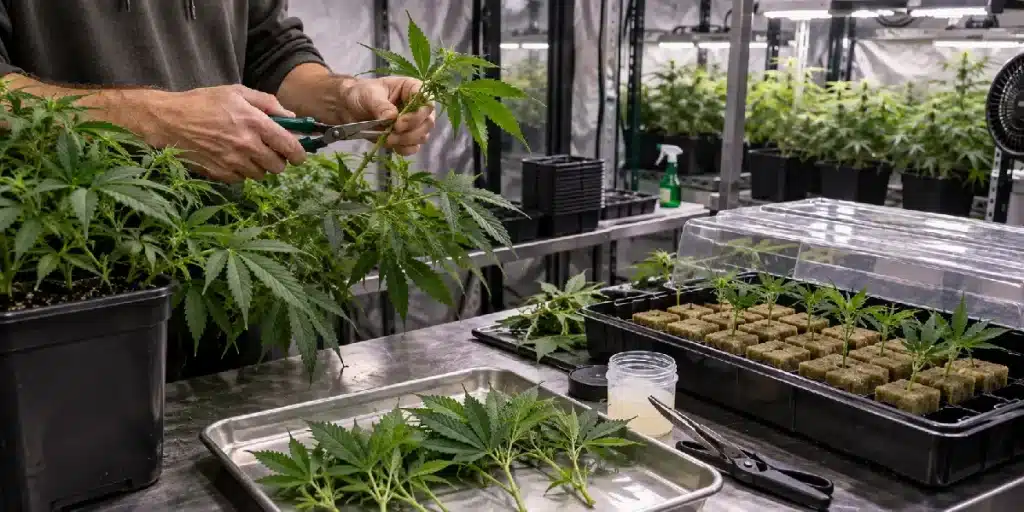 Cannabis-Stecklinge schneiden und bewurzeln 